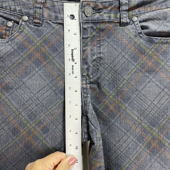prAna Breathe Womens Size 8 Skinny Jeans Gray Plaid Ankle Zipper Stretch Casual - Picture 7 of 12